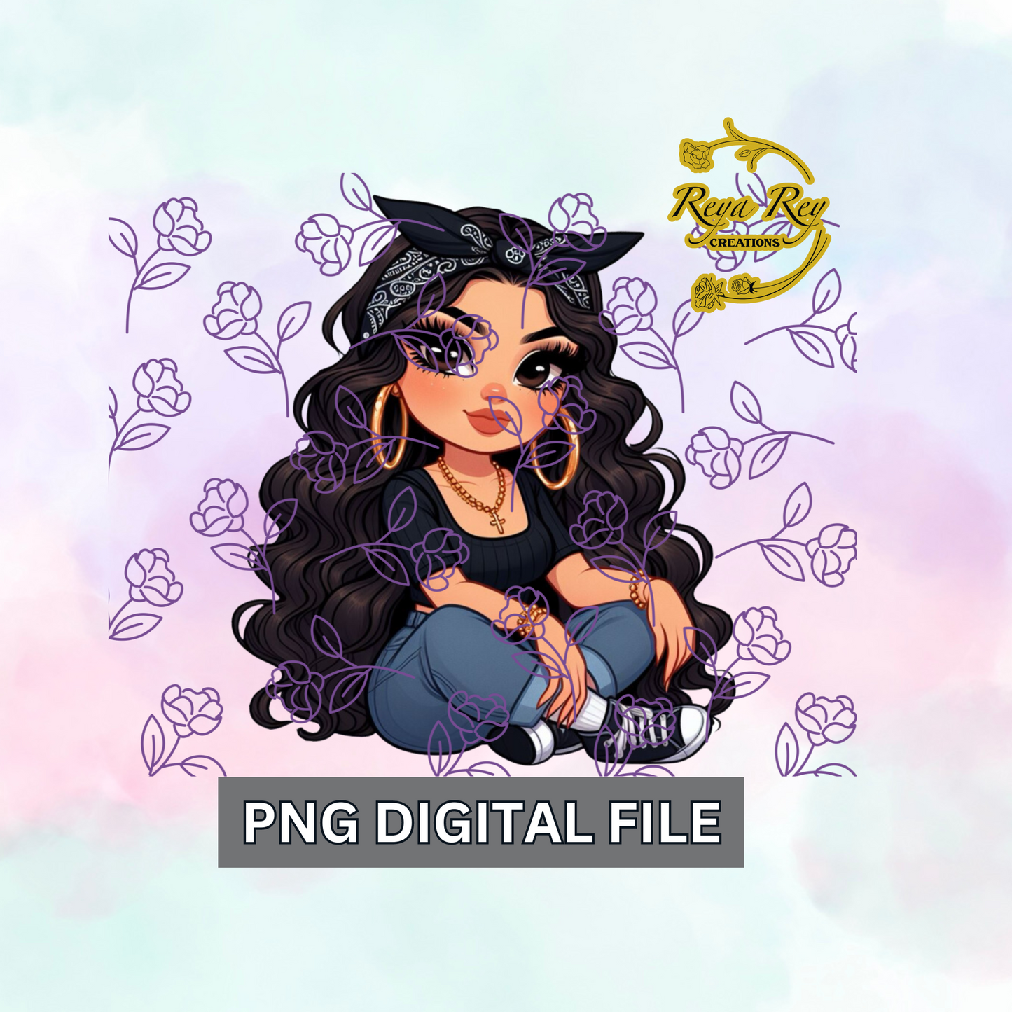 Chola Girl Black Bandana 02