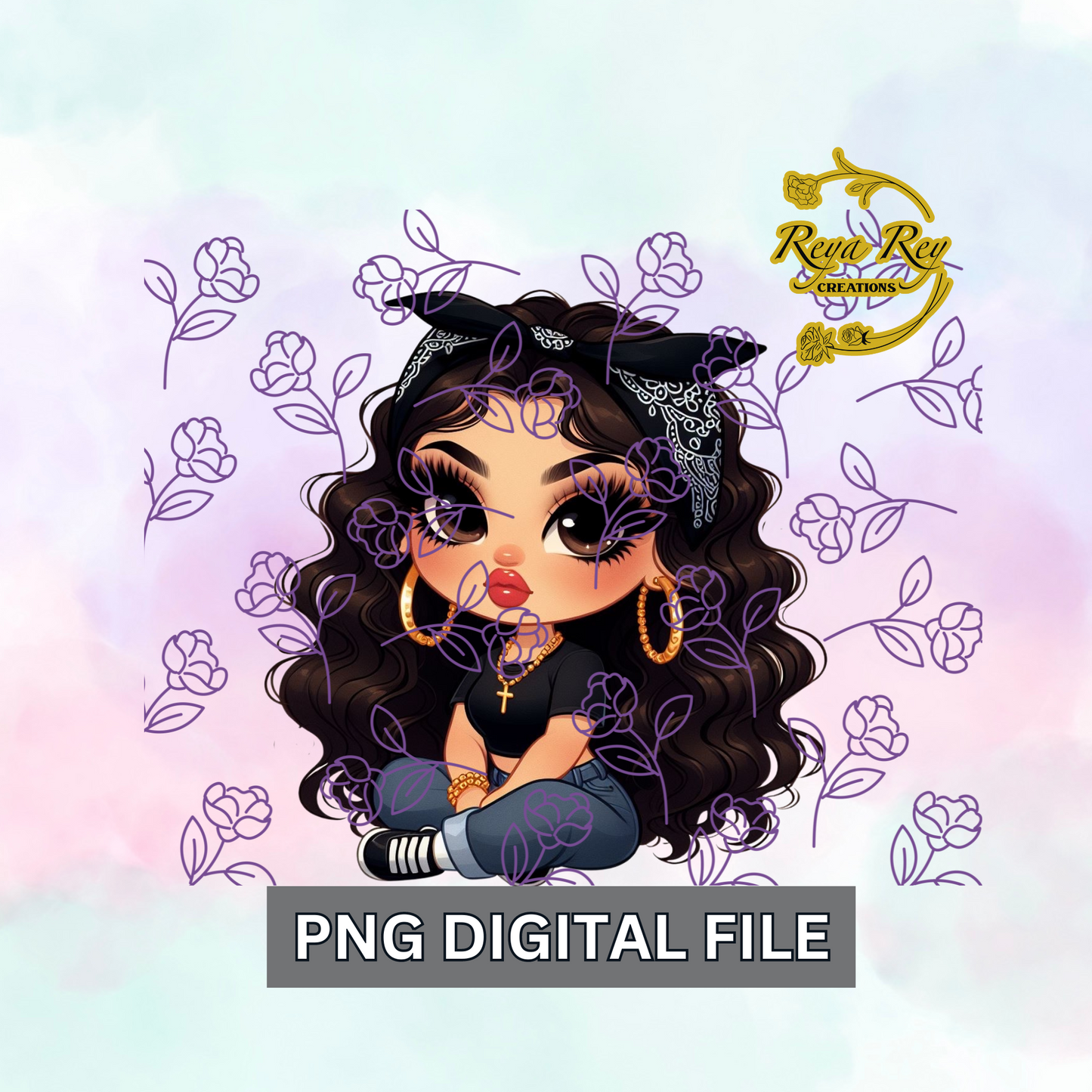 Chola Girl Black Bandana 03