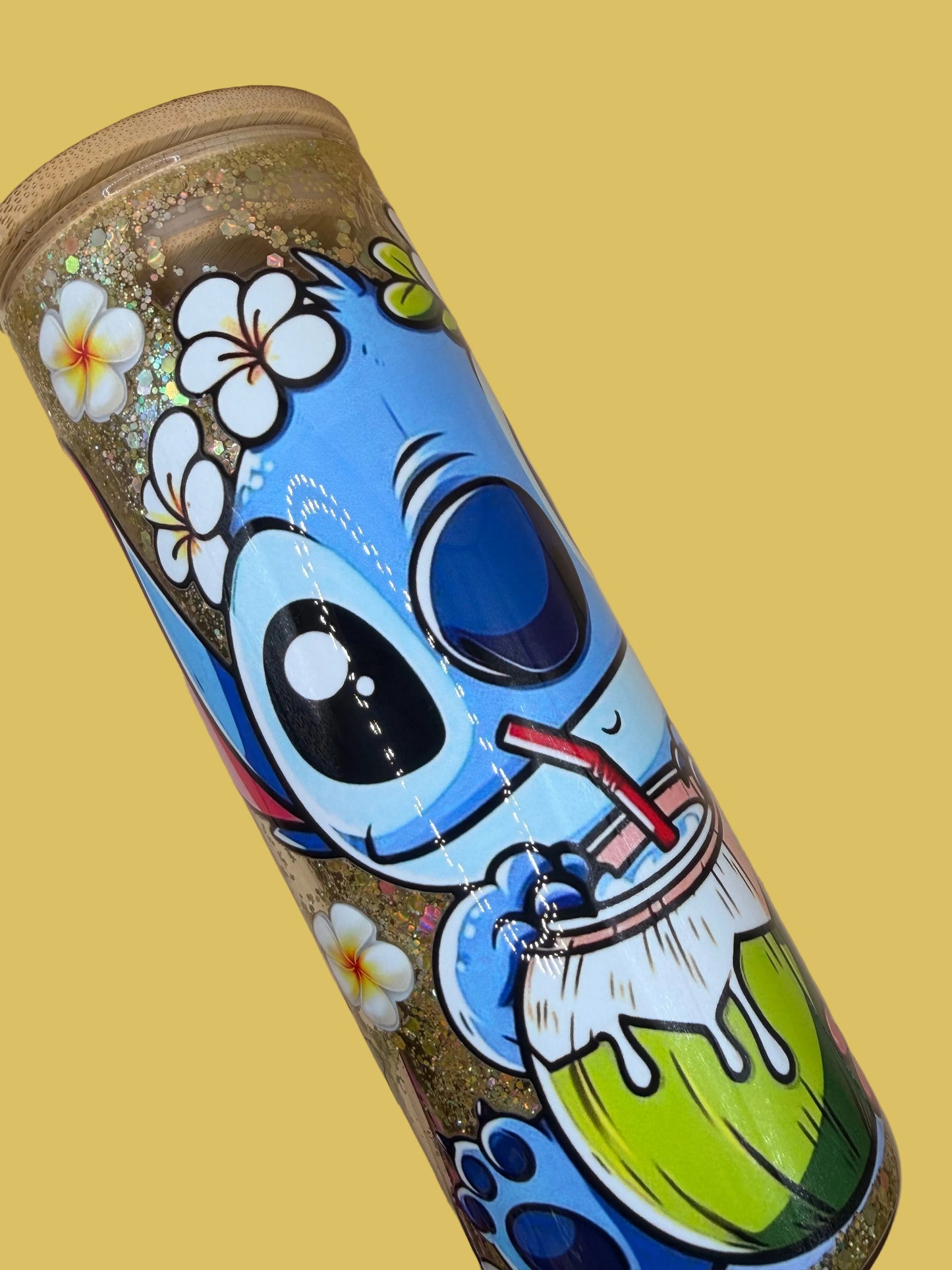 Stitch 20 oz Glitter Snowglobe Tumbler