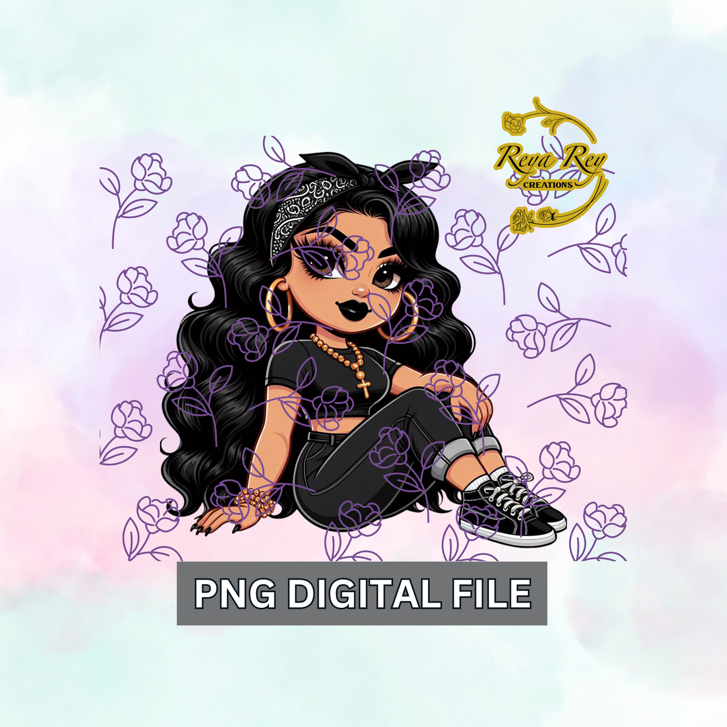 Chola Girl Black Bandana 04