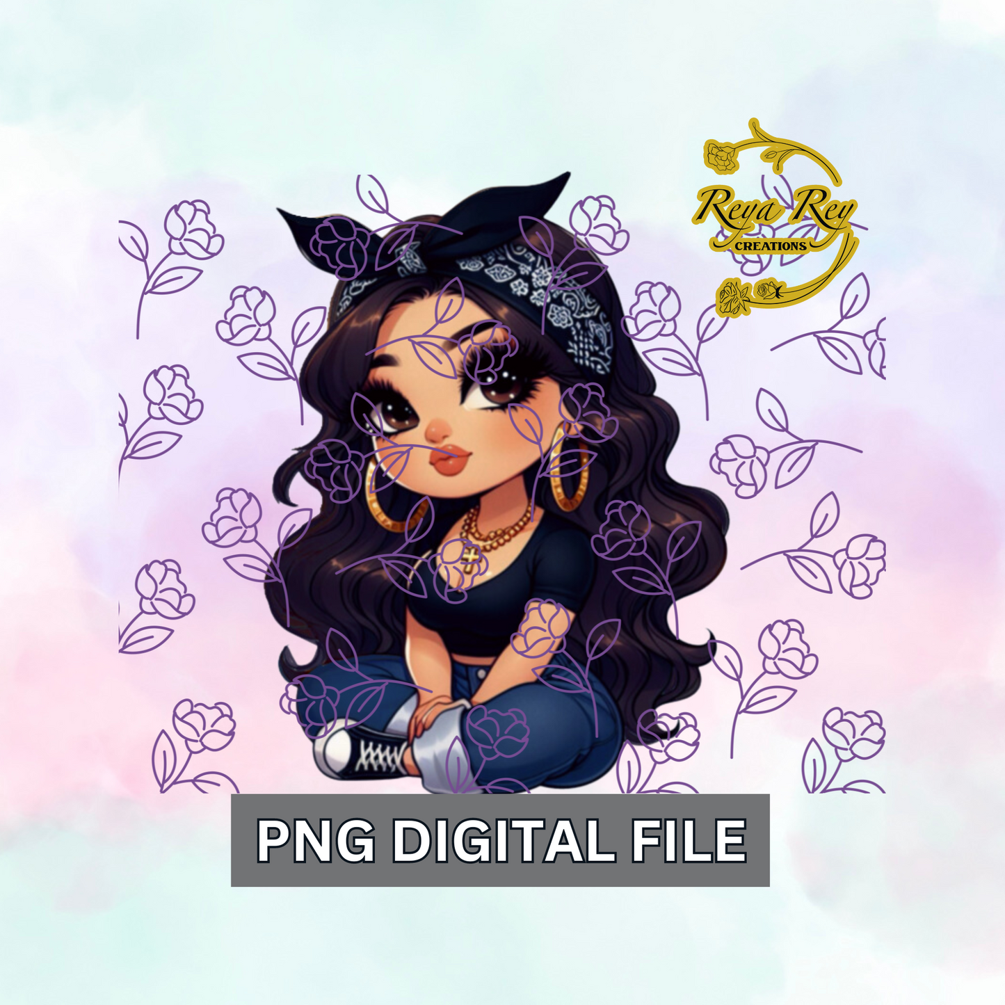 Chola Girl Black Bandana 01