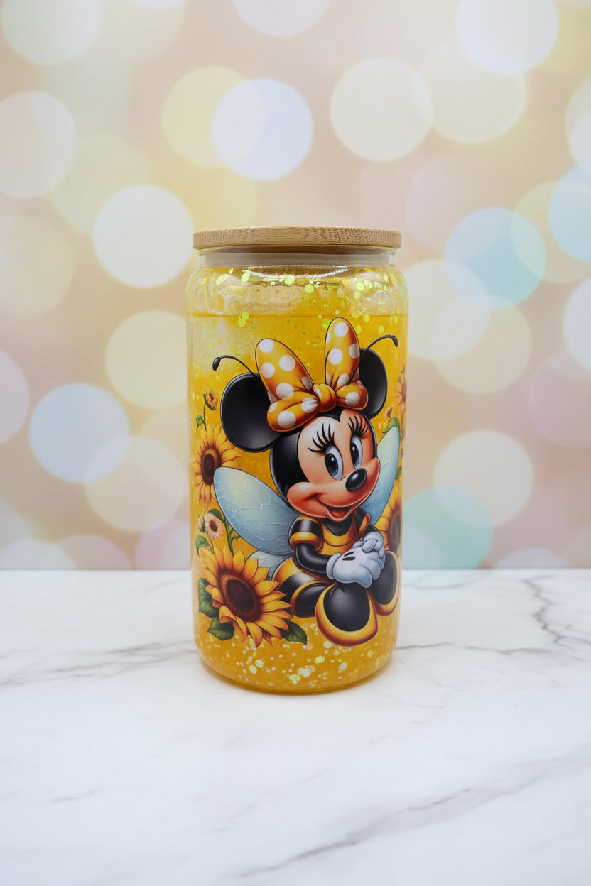 Bumble Bee Mouse 16 oz Glitter Snowglobe Tumbler