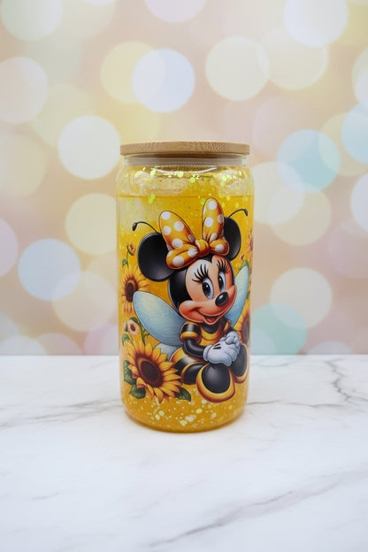 Bumble Bee Mouse 16 oz Glitter Snowglobe Tumbler