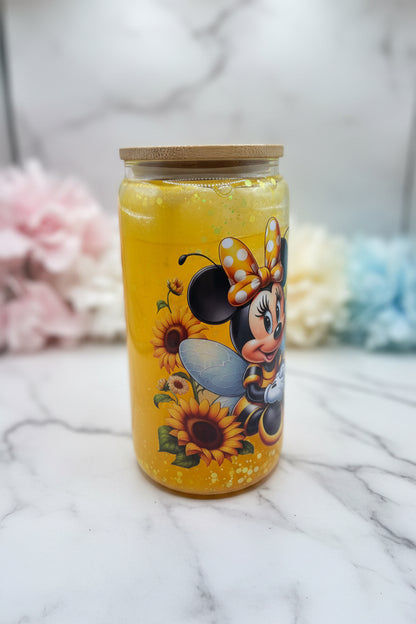 Bumble Bee Mouse 16 oz Glitter Snowglobe Tumbler