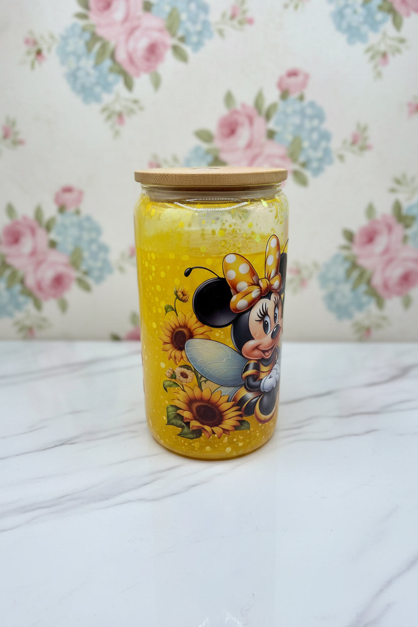 Bumble Bee Mouse 16 oz Glitter Snowglobe Tumbler