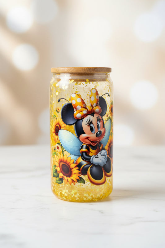 Bumble Bee Mouse 16 oz Glitter Snowglobe Tumbler