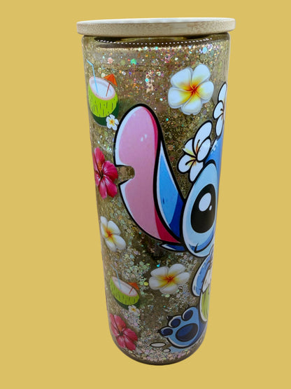 Stitch 20 oz Glitter Snowglobe Tumbler