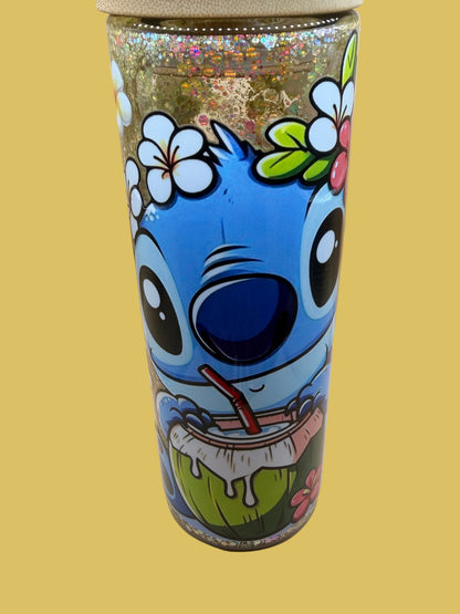 Stitch 20 oz Glitter Snowglobe Tumbler