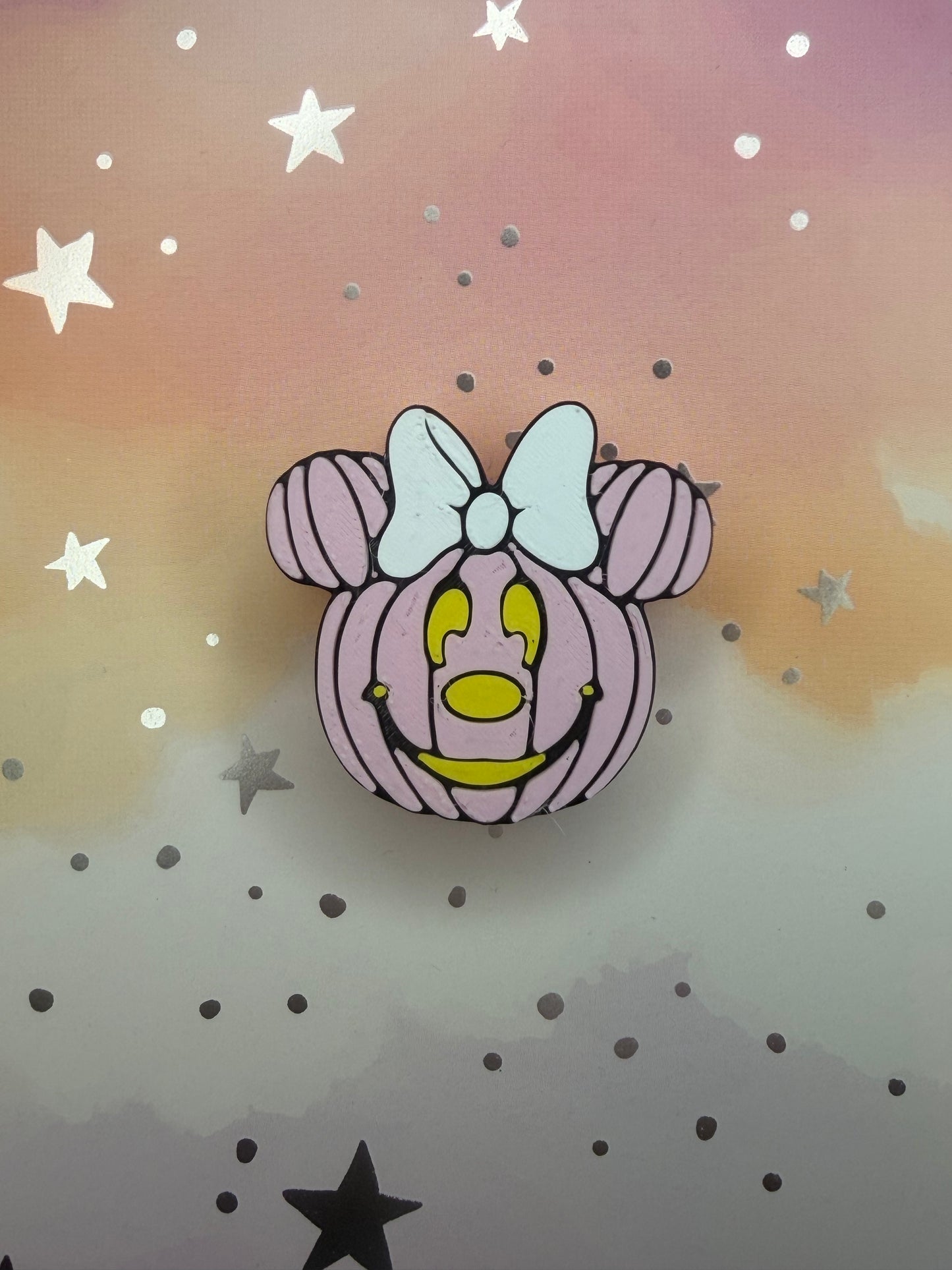 Pink Pumpkin Mouse Straw Topper