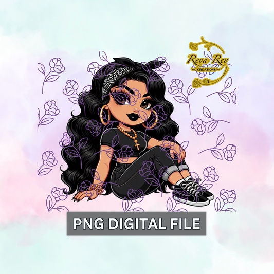 Chola Girl Black Bandana 04